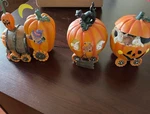 Halloween Pumpkin Train 3 Cars Connecting Missing 1 Chain Oriental Trading. Fixed Price $20.00.