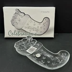 Christmas Stocking Glass Serving Plate Candy Dish Bowl Crystal Clear 8". Fixed Price $13.95.