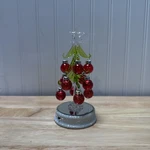 Glass Christmas Tree With Red Ornaments And Light-up Base. Fixed Price $25.00.