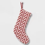 Holiday Fuzzy Knit Chevron Christmas Stocking Red/white Wondershop 20 Candycane. Fixed Price $29.99.