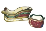 Cardinal Sleigh 2 Pc Christmas Hand Painted Ceramic Chip & Dip Set. Fixed Price $56.00.