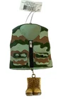Christmas Hunting Ornament Camouflage Vest And Work Boots 5 X3 1" Midwest Cbk. Fixed Price $18.00.