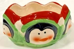 Royal Norfolk Ceramic Candy Dish Christmas Red Green Black Penguins X 2.5". Fixed Price $23.99.