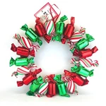 Michaels Door Christmas Wreath 18" Candy Cane Wrapper Sweet Red Green Nos. Fixed Price $45.00.
