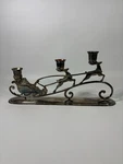 Oneida Santa Reindeer Sleigh 3 Candle Silver Plated Candelabra Christmas Decor. Fixed Price $15.00.