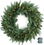 Christmas Wreath Pre Lighted 24 Inch With 50 Led Fraser Fir Foliage Tips, Batter. Fixed Price $67.99.