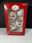 Holiday Time Mouse King White High Gloss Glass Ornaments Set Of 4 Original Box. Fixed Price $19.50.