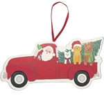 Santa Red Truck Christmas Ornament Wooden 3.5 X7 Dogs Tree Farmhouse Decor. Fixed Price $5.85.