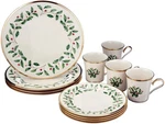 Lenox Holiday 12 Piece Dinnerware Set 4 Plates Salad Mugs New. Fixed Price $272.90.
