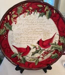 Certified International Cardinal Giving Christmas Plate. Fixed Price $20.00.