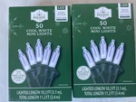 2 New Holiday Time 50CT Cool White Led 100 Lights Green Wire Wedding Christmas. Fixed Price $11.24.