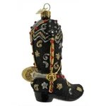 Noble Gems Black Cowboy Boot With Spur Glass Ornament. Fixed Price $12.99.