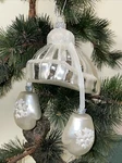 Celebrate The Season Christmas Glass Ornament Glitter Silver White Hat Gloves. Fixed Price $8.99.
