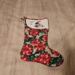 Handmade Christmas Stocking Embroidered Love Pontsettias Santa Dog. Fixed Price $6.93.