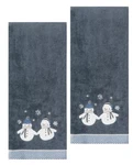 St. Nicholas Blue Snowman Couple Hand Towels Set Of 2 Cotton Winter Christmas. Fixed Price $19.00.