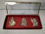 Gorham Silverplated Christmas Ornament Set 3 Santas Vtg Holiday New Open Box. Fixed Price $13.99.