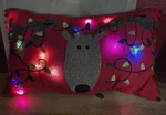 Unique Pier Light Up Reindeer Xmas Holiday Throw Pillow 19X10 Works Great. Fixed Price $23.46.