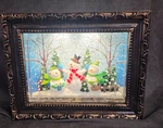 Lighted Snowman Shadow Box Frame Animated Globe Wall Decor Gerson 9.75". Fixed Price $39.99.