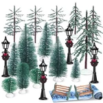 22 Pcs Christmas Village Sets Accessories Miniature Pine Trees Vill.... Fixed Price $38.77.