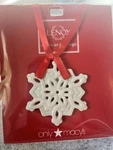 Lenox Macy Exclusive Pierced Porcelain Snowflake Charm Holiday Ornament. Fixed Price $9.00.