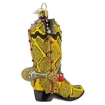 Noble Gems Gold Cowboy Boot With Spur Glass Ornament. Fixed Price $12.99.