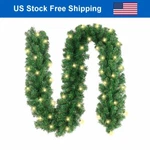 10FT/3M Prelit Christmas Garland 50 Led Light Wreath Wall Fireplace Stairs Decor. Fixed Price $21.86.