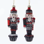 Glass Chalkboard Black Red Nutcracker Christmas Ornament Set T1960. Fixed Price $12.00.