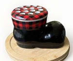 Burton & Santa Boot Candy Cane Floral Container For Christmas 8"X 5". Fixed Price $19.00.