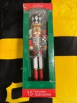 Kurt Adler 15" Wooden Nutcracker Presents Holly Christmas, New Ob, Damaged Box. Fixed Price $44.75.