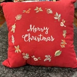 Primitives By Kathy Pillow Bright Red Merry Christmas Script Floral Ring Nwot. Fixed Price $15.00.