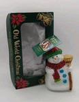 Old World Christmas Snowman With Broom Blown Glass Ornament New Tag 4.5". Fixed Price $14.95.