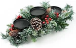 Christmas Candle Holders Set Table Centerpiece 3 Pinecones Red Berries. Fixed Price $22.39.