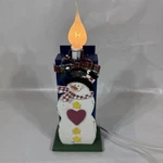 Light-up Wooden Christmas Candle Decoration Snowman, Holiday. Fixed Price $11.99.