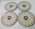 Set Of 4 Merry And Brite Holiday Home Christmas Wreath Salad Plates 7.5". Fixed Price $30.00.
