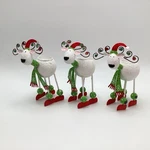 3 Retired Pier 1 Imports Tealight White Whimsical Glitter Reindeer Candle Holder. Fixed Price $85.00.