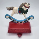 Cast Iron Rocking Horse Stocking Holder Vintage Midwest Importers 1980. Fixed Price $21.97.