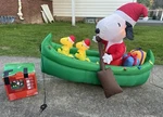 Rare Gemmy 7 Snoopy Fireplace Inflatable Christmas Peanuts Decor Working W/ Box. Fixed Price $197.00.