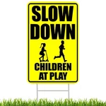 Slow Down Children Kids At Play Yard Sign With Stakes Double Sided Caution Ne.... Fixed Price $22.91.