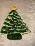 Mr. Christmas Tree Trinket Tray Retro Ceramic Green Multi 6" Holiday Gift Decor. Fixed Price $12.00.