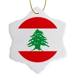 3DROSE Flag Of Lebanon Red White Green Cedar Snowflake Porcelain Ornament 3". Fixed Price $19.98.