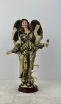 Vtg Christmas Angel Decorative Figurine Gold Wooden Base 10 Inch 1.5 Lb. Fixed Price $19.99.