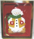 Gorham - Snowman With Bells On 4" Porcelain Christmas Ornament W/ Box Nice. Fixed Price $12.99.