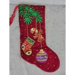 Prima Creations Red Velvet Beaded Sequin Christmas Stocking Tassel Holiday 19". Fixed Price $24.98.