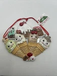 Smiling Ice Cream Cone Family Of 4 Resin Christmas Tree Ornament. Fixed Price $16.88.