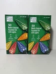 Lot Of 2 Home Accents Holiday 50 Multi-colored Faceted C6 Led Lights Green Wire. Fixed Price $30.00.