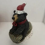 Stone Bunny Inc Bear Sleigh Ridd 9.75" Statue Christmas Fish 2002 Telle Stein. Fixed Price $12.00.