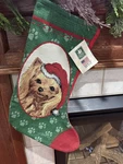 Vtg Linda Picken Christmas Stocking Yorkie Dog 18 Long Tapestry Made The Usa. Fixed Price $13.99.