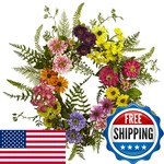 Nearly Natural Artificial Mixed Flower Wreath 4581. Fixed Price $54.40.