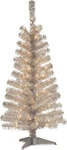 National Tree Company 4 Ft Pre-lit Silver Tinsel Mini Artificial Christmas. Fixed Price $34.99.