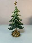 Glitter Green Tabletop Christmas Tree Resin Decor Gold Star Holiday Display. Fixed Price $23.74.